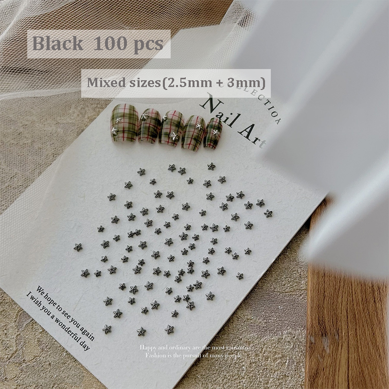 Mini Pentagram Charm -1 Box Mixed Sizes Metallic Alloy Star Nail 3D Art Accessories Easy-to-Apply for Beginner Professional Creative Eye-Catching Manicures