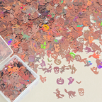 Halloween Sequins - Ultra-Thin Mix Skull Pumpkin Bat Ghost Cat Witch Design 3D Holographic Nail Art Glitter Supplies for Nails DIY Decorations