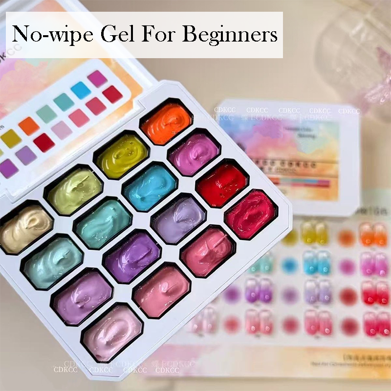 16 Colors Nail Gel Palette - Ombre Gradient Blush Blooming Stamping Painting Blending Colors Nail Gel for Beginners & Pros Salon Grade Finish DIY use