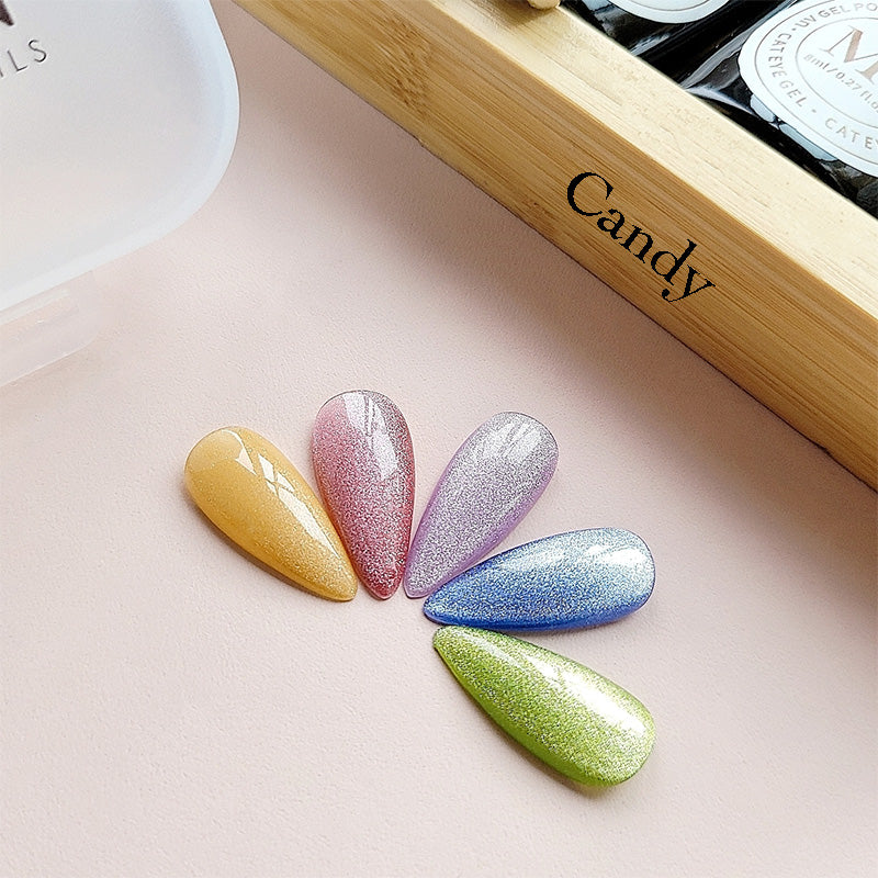 5 Colors Cat Eye Gel Nail Polish Set with 2 Pcs Magnet