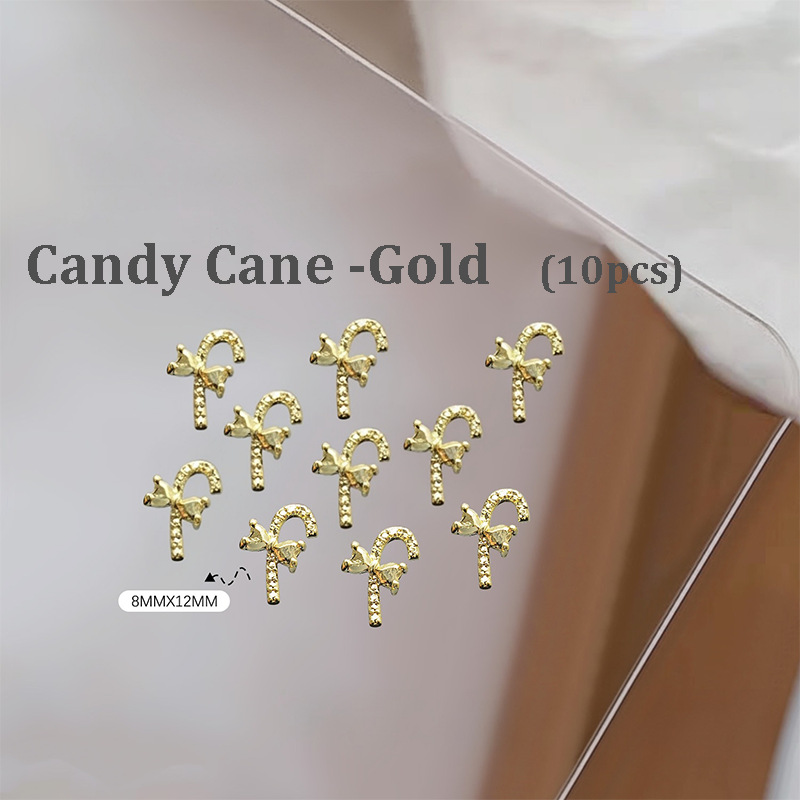 Christmas Charm - 10pcs Metallic Alloy Tree Box Mittens Nail 3D Art Accessories Easy-to-Apply for Beginner Professional Creative Eye-Catching Manicures