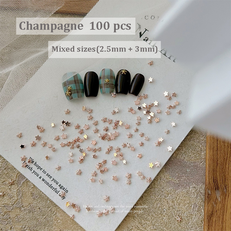 Mini Pentagram Charm -1 Box Mixed Sizes Metallic Alloy Star Nail 3D Art Accessories Easy-to-Apply for Beginner Professional Creative Eye-Catching Manicures