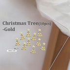 Christmas Charm - 10pcs Metallic Alloy Tree Box Mittens Nail 3D Art Accessories Easy-to-Apply for Beginner Professional Creative Eye-Catching Manicures