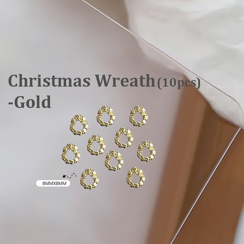 Christmas Charm - 10pcs Metallic Alloy Tree Box Mittens Nail 3D Art Accessories Easy-to-Apply for Beginner Professional Creative Eye-Catching Manicures
