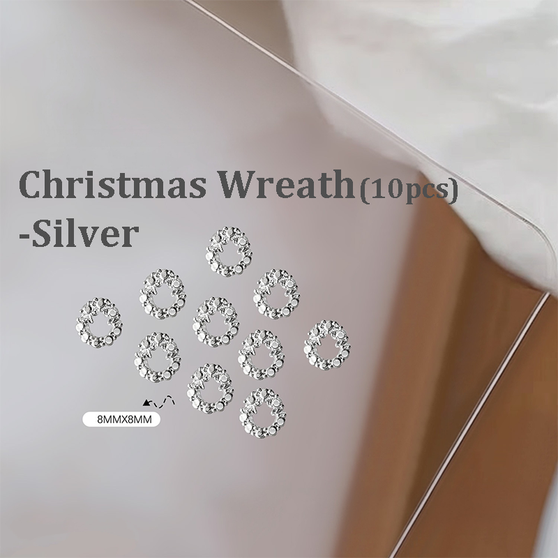 Christmas Charm - 10pcs Metallic Alloy Tree Box Mittens Nail 3D Art Accessories Easy-to-Apply for Beginner Professional Creative Eye-Catching Manicures