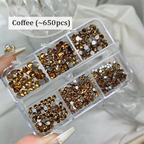 Rhinestones -  6-Grid Flatback Multiple Colorful Sizes Tiny Crystal Gemstones  for Beginner Professional Creative Eye-Catching Bedazzling Manicures