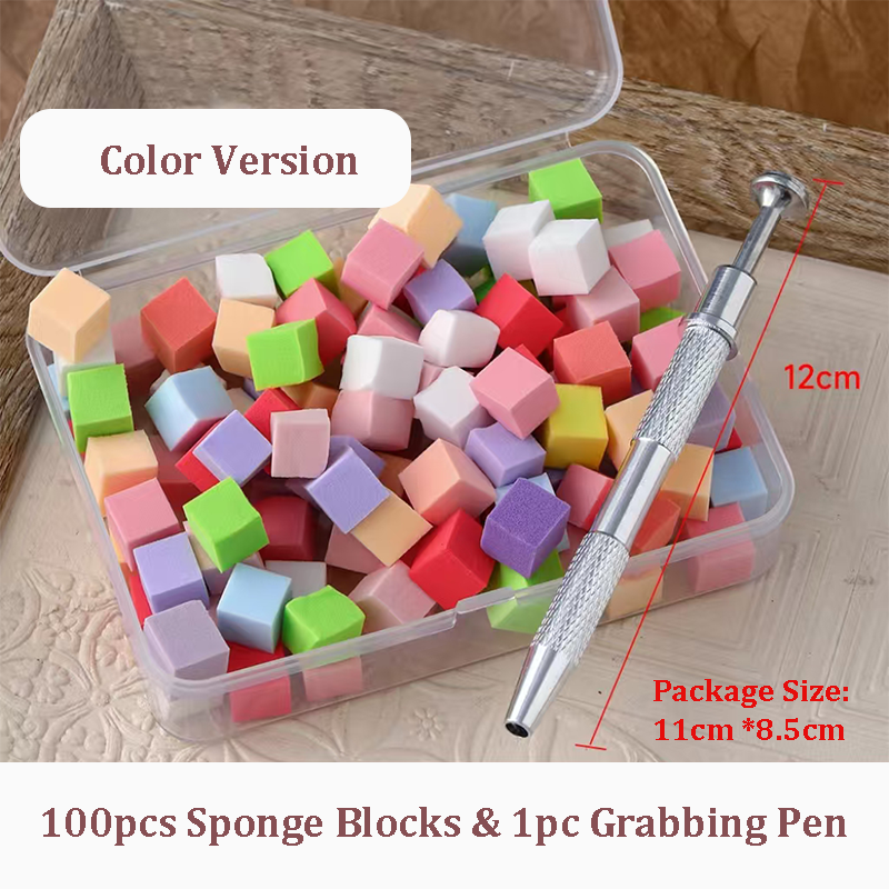 Nail Sponges For Beginner Professional- with Storage Box Grabbing Pen For Ombre Brush Gradient DIY Nail Art