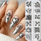 Halloween Alloy Charm - 12-Grid Metallic Alloy Nail Accessories Easy-to-Apply for Creative Eye-Catching Manicures