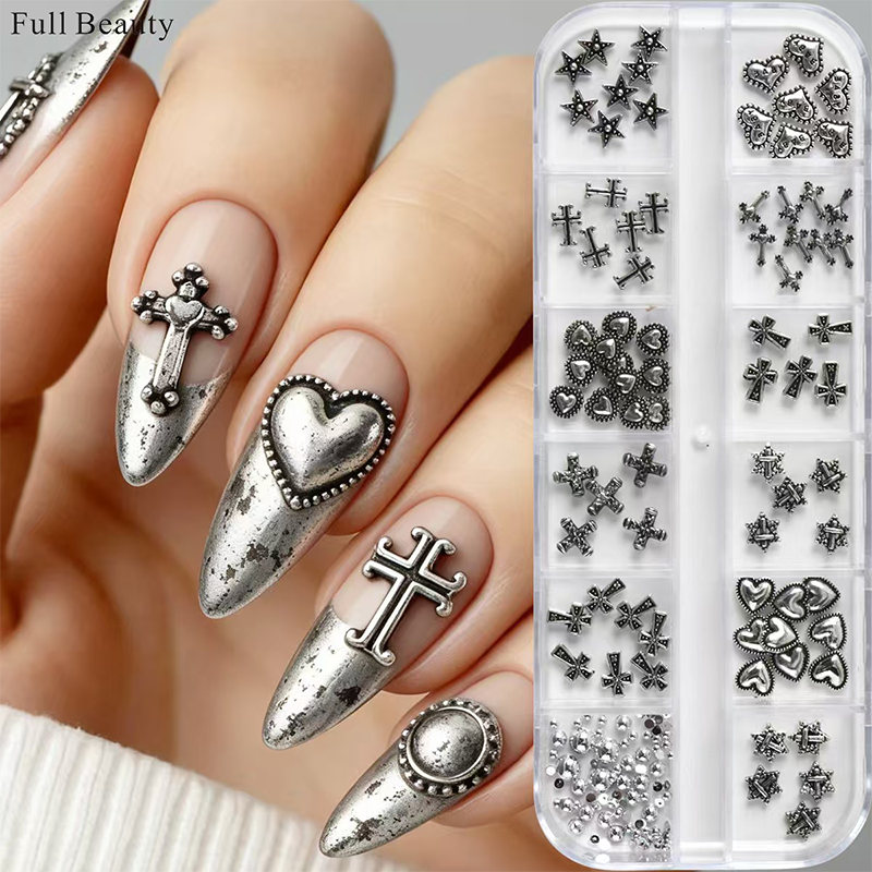 Halloween Alloy Charm - 12-Grid Metallic Alloy Nail Accessories Easy-to-Apply for Creative Eye-Catching Manicures
