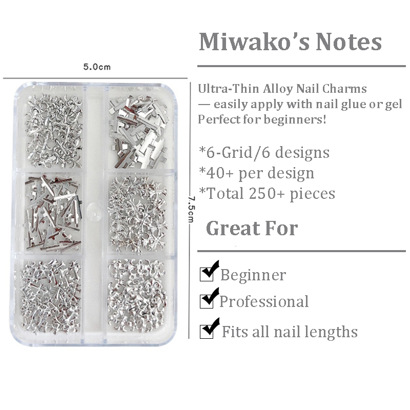 Cross Alloy Nail Charm - Ultra-thin 6-Grid Metallic Accessories Easy-to-Apply for Creative Eye-Catching Manicures