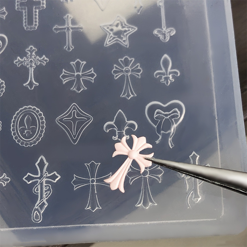 Cross Silicone Mold - 5D Nail Art Charm Sculpture Decoration Carving Templates for DIY Precise Pattern