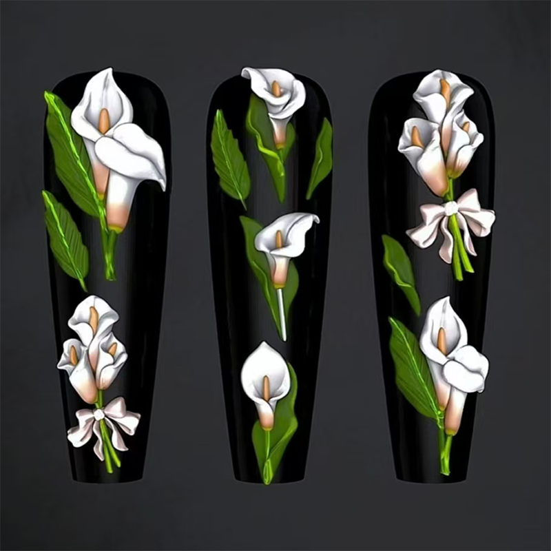 Flower Silicone Mold - Deep Groove for 3D Effect Charms, Nail Art Decoration Carving Templates for DIY Precise Pattern