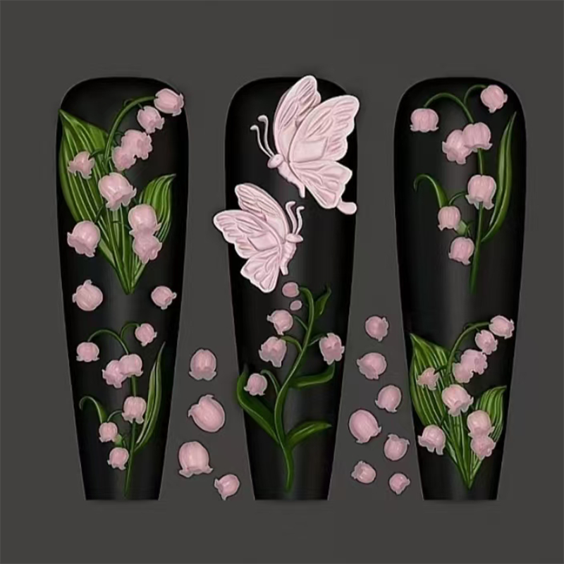 Flower Silicone Mold - Deep Groove for 3D Effect Charms, Nail Art Decoration Carving Templates for DIY Precise Pattern