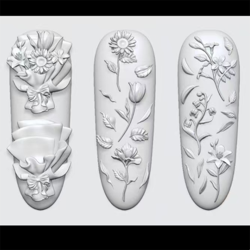 Flower Silicone Mold - Deep Groove for 3D Effect Charms, Nail Art Decoration Carving Templates for DIY Precise Pattern