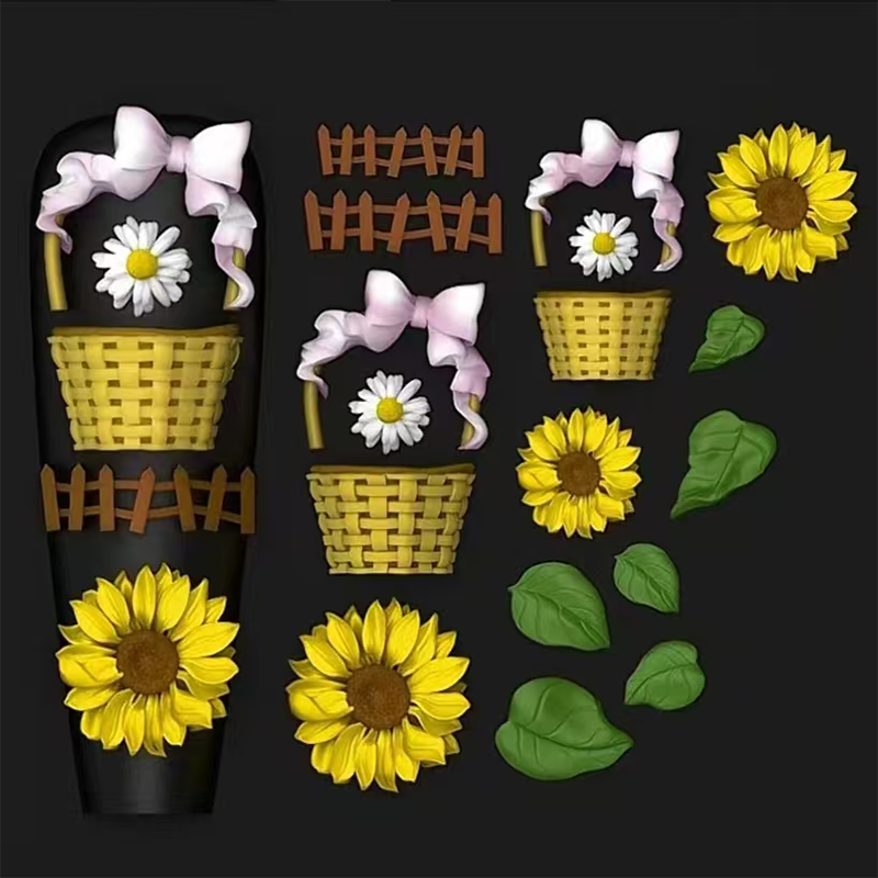 Flower Silicone Mold - Deep Groove for 3D Effect Charms, Nail Art Decoration Carving Templates for DIY Precise Pattern