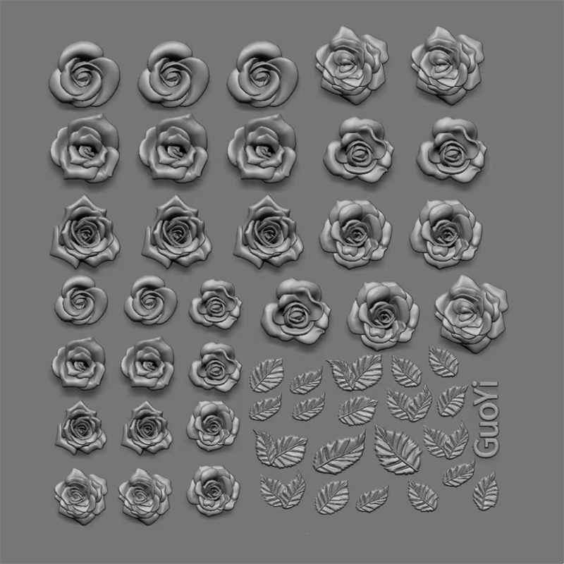 Flower Silicone Mold - Deep Groove for 3D Effect Charms, Nail Art Decoration Carving Templates for DIY Precise Pattern