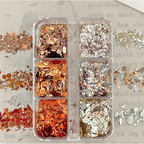 Fall Mixed Sequins - 6 Grids Ultra-Thin Zero-Lift Engineering Nail Art Glitter Supplies for Nails DIY Decorations