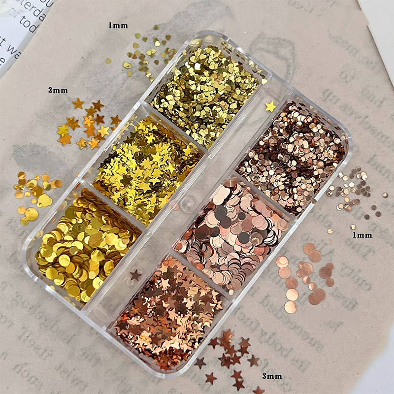 Fall Mixed Sequins - 6 Grids Ultra-Thin Zero-Lift Engineering Nail Art Glitter Supplies for Nails DIY Decorations