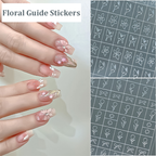 Floral Guide Stickers - Tulip Four Leaf Clover Five Petal Flower Daisy Rose Cute Classic Style Patterns Self-adhesive Reusable Gel Airbrush Nail Stencils Decals Templates Supplies Vinyl for beginners easy DIY Manicure