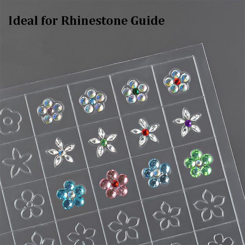 Floral Guide Stickers - Tulip Four Leaf Clover Five Petal Flower Daisy Rose Cute Classic Style Patterns Self-adhesive Reusable Gel Airbrush Nail Stencils Decals Templates Supplies Vinyl for beginners easy DIY Manicure