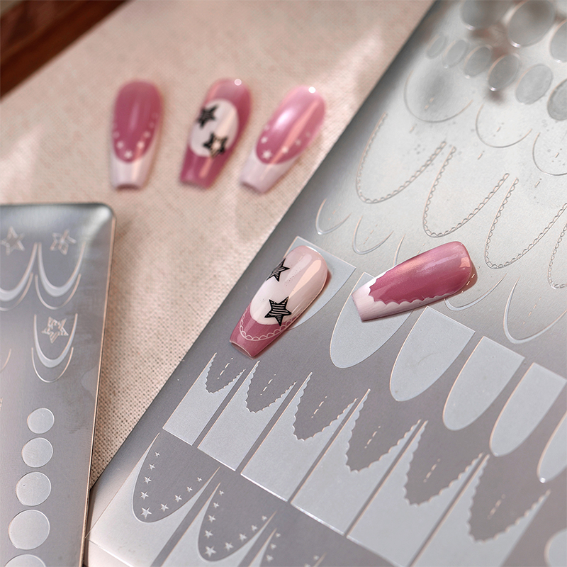 French Tip Stamping Plate - Deep Round Almond Nail Art for DIY Manicure Salon Design Supplies Tools