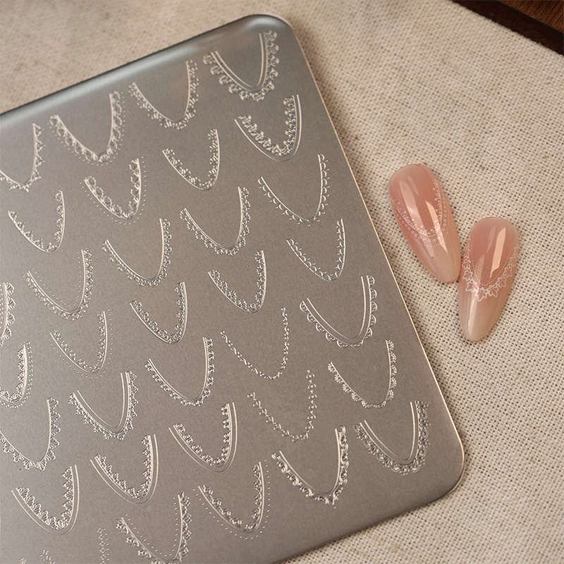 French Tip Stamping Plate - Deep Round Almond Nail Art for DIY Manicure Salon Design Supplies Tools