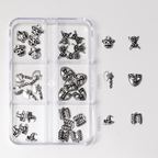 Halloween Alloy Charm - 6-Grid Distressed Vintage Metallic Alloy Nail Accessories Easy-to-Apply for Creative Eye-Catching Manicures