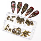 Halloween Alloy Charm - 6-Grid Distressed Vintage Metallic Alloy Nail Accessories Easy-to-Apply for Creative Eye-Catching Manicures