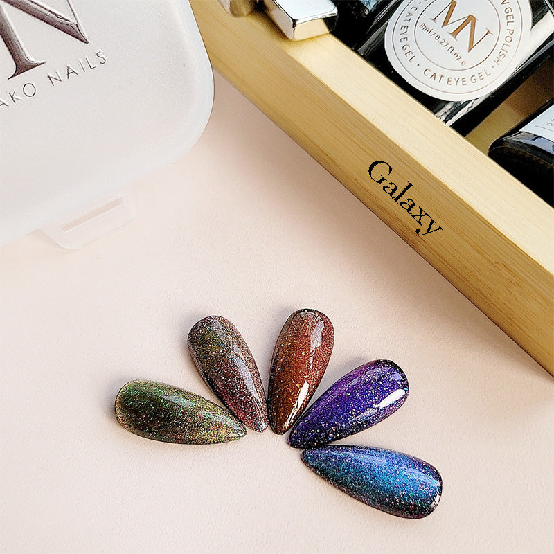 5 Colors Cat Eye Gel Nail Polish Set with 2 Pcs Magnet