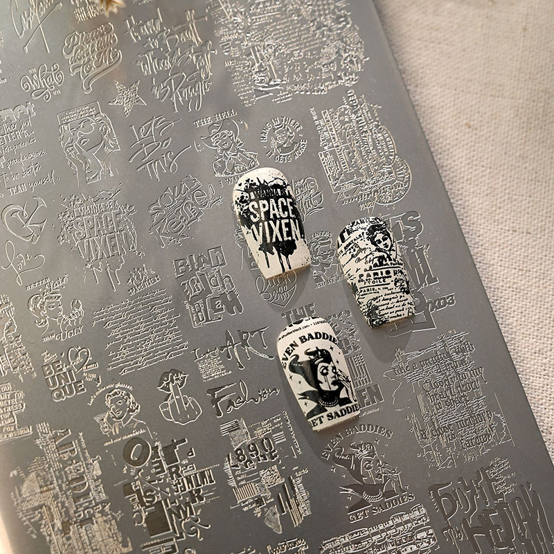 Lettering Stamping Plate - Gothic-style Fonts Nail Art for DIY Manicure Salon Design Supplies Tools