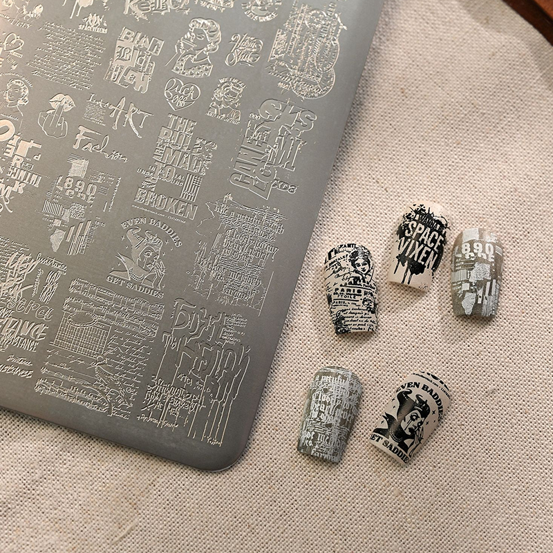 Lettering Stamping Plate - Gothic-style Fonts Nail Art for DIY Manicure Salon Design Supplies Tools