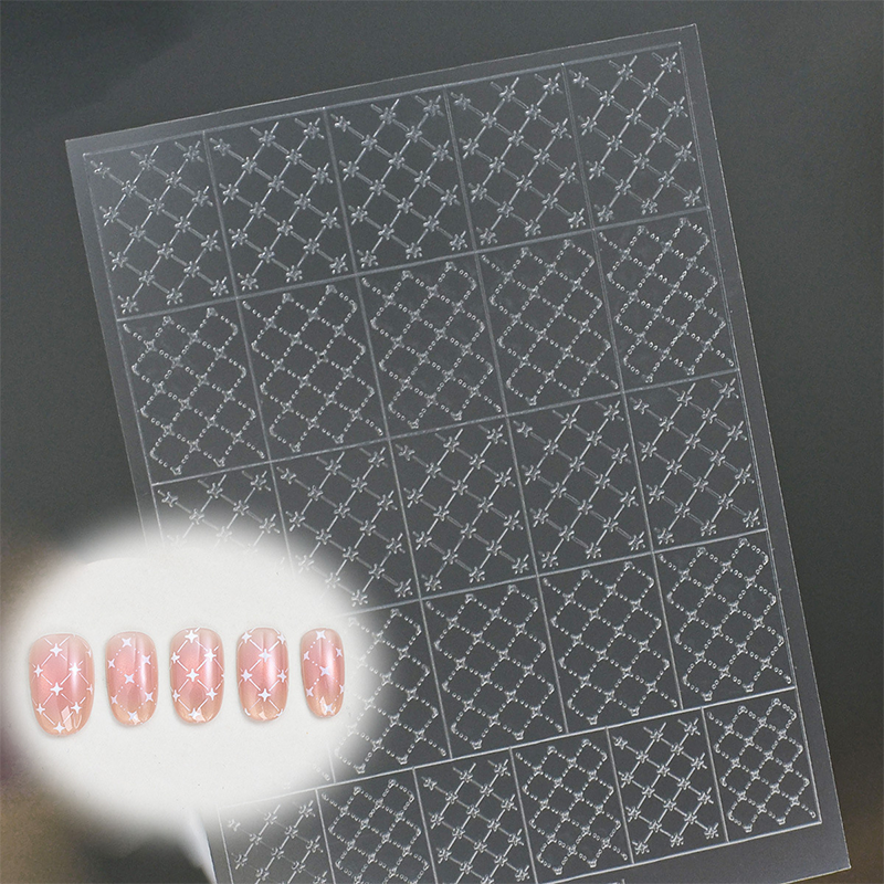 Grid Guide Stickers - Scottish Diagonal Mesh Cute Classic Style Patterns Self-adhesive Reusable Gel Airbrush Nail Stencils Decals Templates Supplies Vinyl for beginners easy DIY Manicure