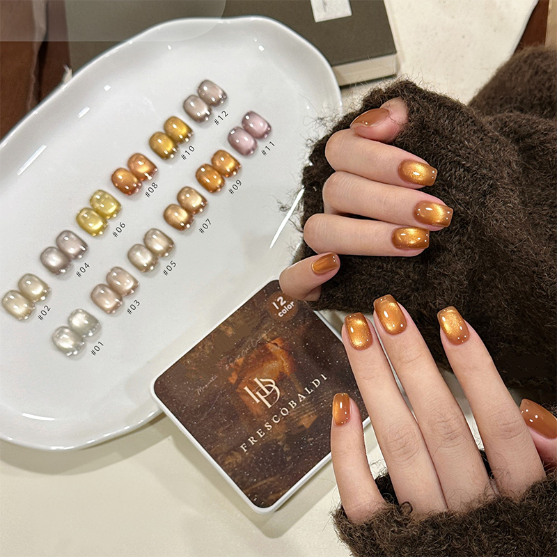 12 Colors Nail Cat Eye Gel Palette - 12 Colors Cat Eye Gel for Beginners & Pros Salon Grade Finish DIY use