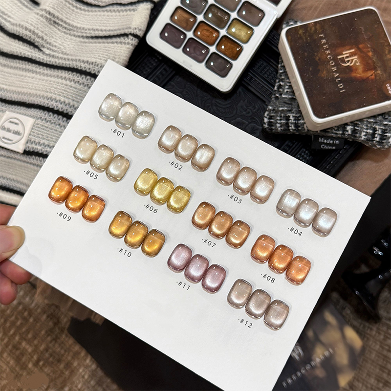 12 Colors Nail Cat Eye Gel Palette - 12 Colors Cat Eye Gel for Beginners & Pros Salon Grade Finish DIY use