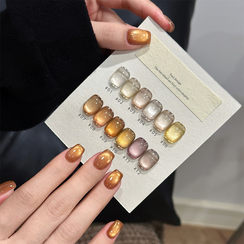 12 Colors Nail Cat Eye Gel Palette - 12 Colors Cat Eye Gel for Beginners & Pros Salon Grade Finish DIY use