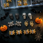 Halloween Alloy Charm - 6-Grid Metallic Alloy Nail Accessories Easy-to-Apply for Creative Eye-Catching Manicures