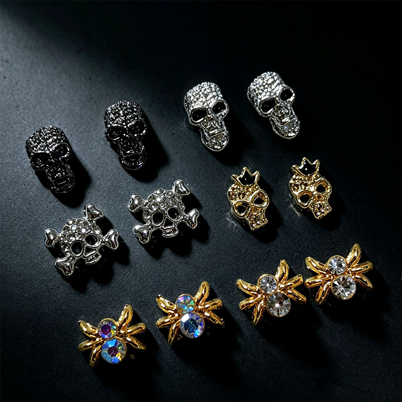 Halloween Alloy Charm - 6-Grid Metallic Alloy Nail Accessories Easy-to-Apply for Creative Eye-Catching Manicures