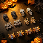 Halloween Alloy Charm - 6-Grid Metallic Alloy Nail Accessories Easy-to-Apply for Creative Eye-Catching Manicures