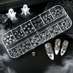 Halloween Alloy Charm - 12-Grid Metallic Alloy Nail Accessories Easy-to-Apply for Creative Eye-Catching Manicures