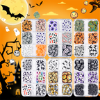 Halloween Polymer Slices - 6 Grids Multiple Shape 3D Nail Art Charms Supplies for Nails DIY Decorations