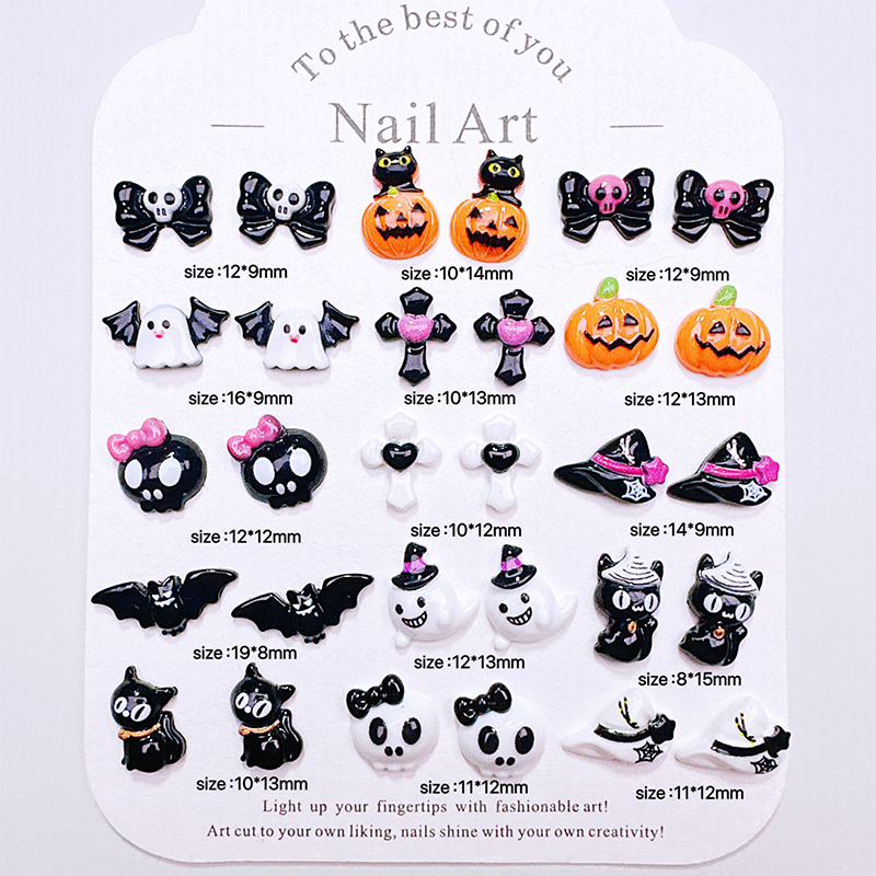 Halloween Resin Charm - 6-Grid Nail Accessories Easy-to-Apply for Creative Eye-Catching Manicures