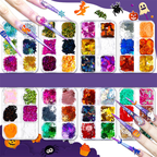 Halloween Ultra-Thin Sequins - 6 Grids Zero-Lift Engineering Nail Art Glitter Supplies for Nails DIY Decorations