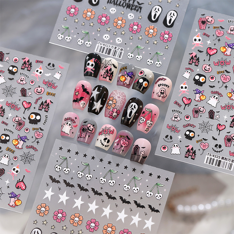 Halloween Ultra-thin Self-Adhesive Stickers - Creepy Cute Spooky Kawaii Decals for Nail Art Decoration