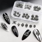 Halloween Alloy Charm - 6-Grid Distressed Vintage Metallic Alloy Nail Accessories Easy-to-Apply for Creative Eye-Catching Manicures