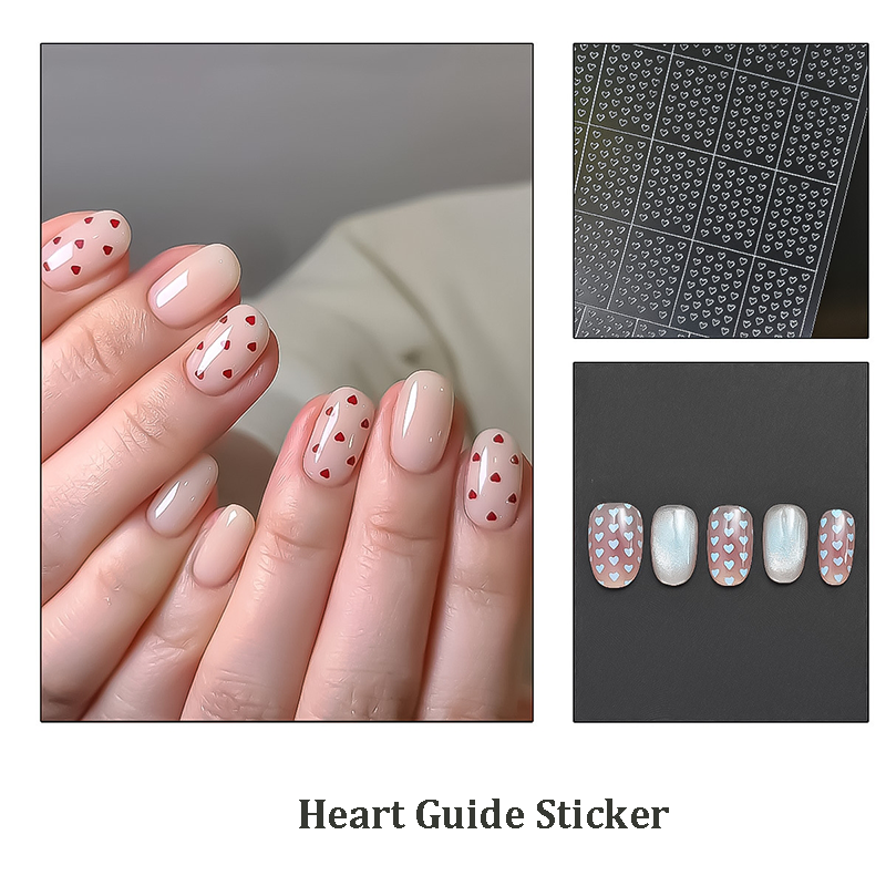 Background Guide Stickers - Butterflies Hearts Stars Cute Classic Style Patterns Self-adhesive Reusable Gel Airbrush Nail Stencils Decals Templates Supplies Vinyl for beginners easy DIY Manicure