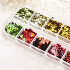 Mixed Maple Leaf & Hexagon Sequin Pack - 12 Grids Ultra-Thin Zero-Lift Engineering Nail Art Glitter Supplies for Nails DIY Decorations