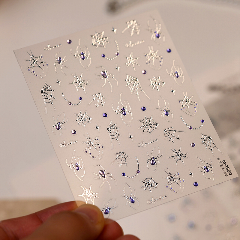 Halloween Rhinestone Self-Adhesive Stickers - 3D Embossed Creepy Cute Spooky Kawaii Decals for Nail Art Decoration
