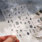 Halloween Metallic Self-Adhesive Stickers - 3D Embossed Creepy Cute Spooky Kawaii Decals for Nail Art Decoration