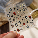 Halloween Metallic Self-Adhesive Stickers - 3D Embossed Creepy Cute Spooky Kawaii Decals for Nail Art Decoration