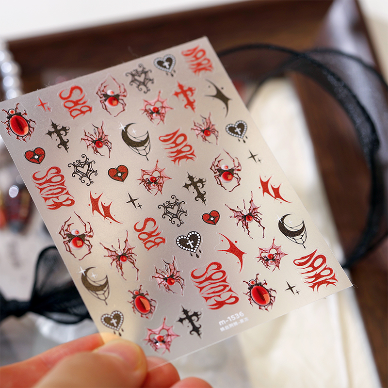 Halloween Ultra-thin Self-Adhesive Stickers - Dark Whimsical Gothic Horror Decals for Nail Art Decoration